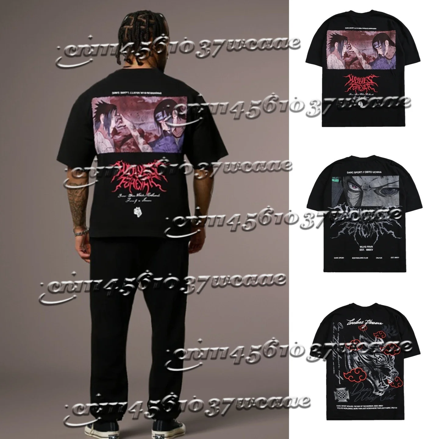 2026 New Naruto Sasuke Itachi & Sharingan Full Print T-shirt Dark Gothic Casual Tee Gift for Fans Family Matching