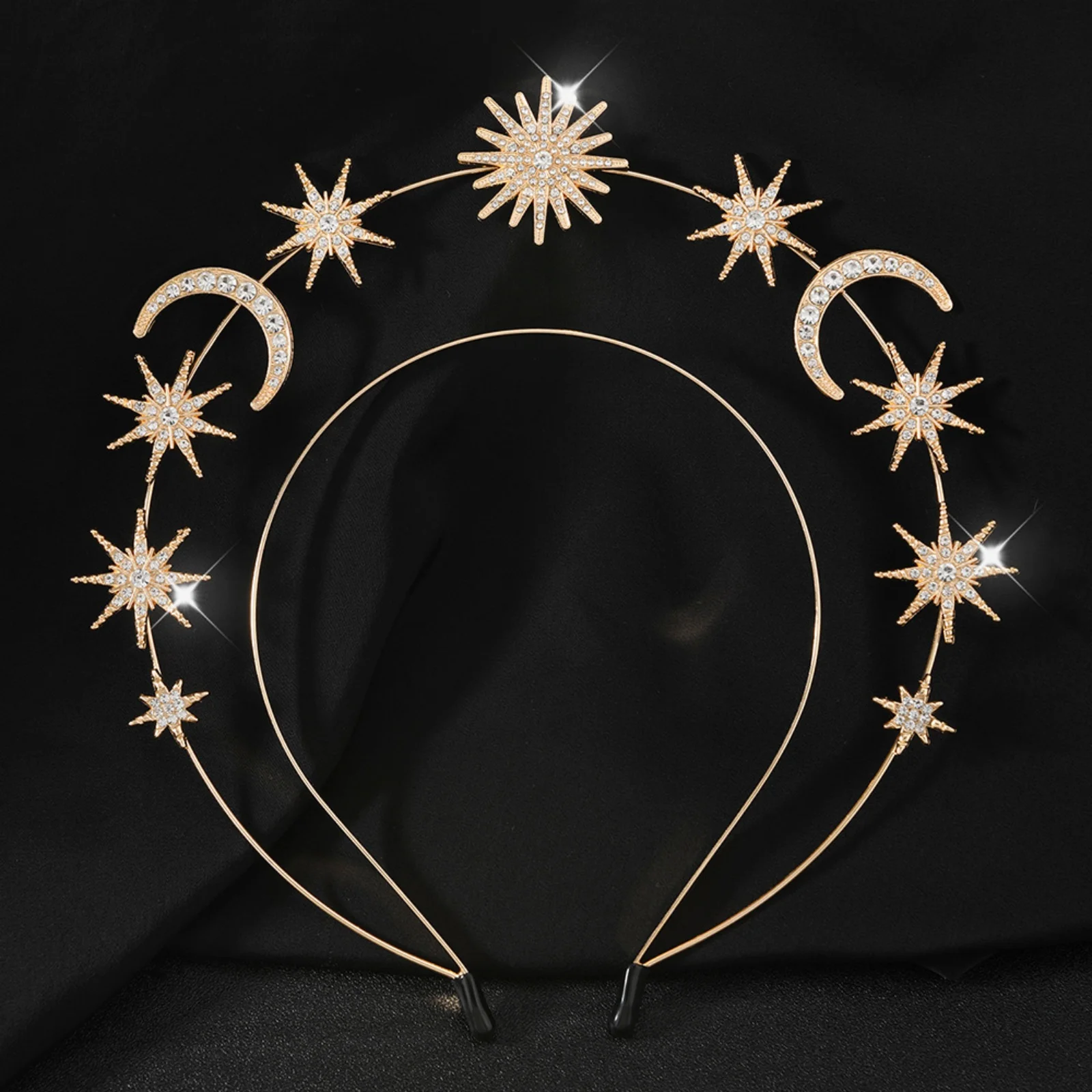 1PC Sun Moon Star Headband For Women Rhinestone Celestial Hair Hoop Goddess Halo Tiara Fashion Hair Accessory For Wedding Party - view 4