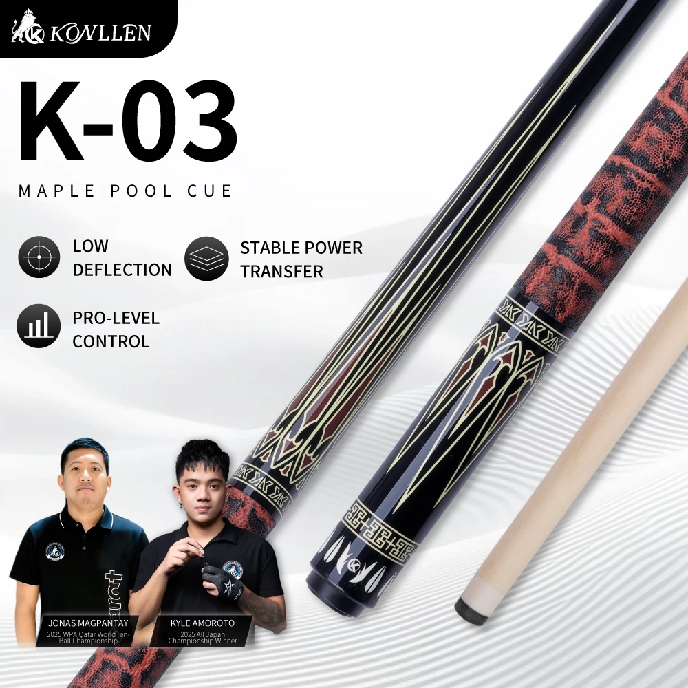 KONLLEN Professional Pool Cue Stick Low Deflection Carbon Fiber Core Snooker Billiard Cue JMC Maple 3x8x8 Joint 12mm Tip 58 Inch