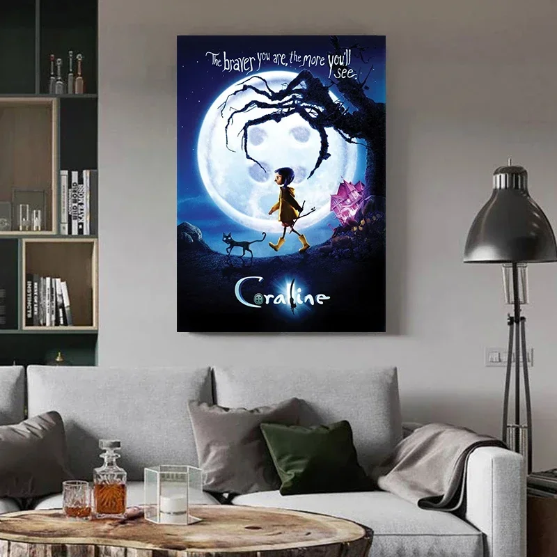 أنيمي فيلم كورالين الكرتون الرعب الساحرة جدار الفنون قماش اللوحة الملصقات يطبع لغرفة المعيشة ديكور #1