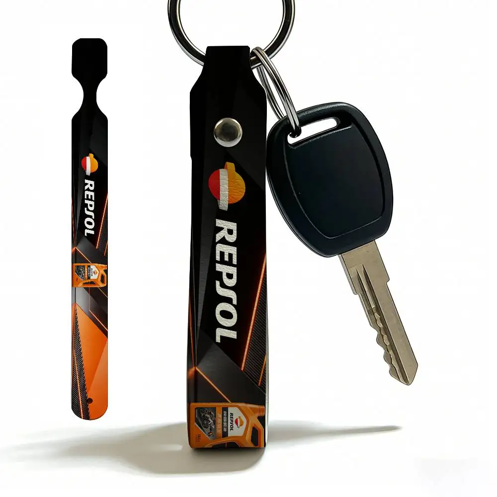 

For Repsol PU Leather Motorcycle Keychain Universal Motorbike Key Ring Holder For Riders Men Gift