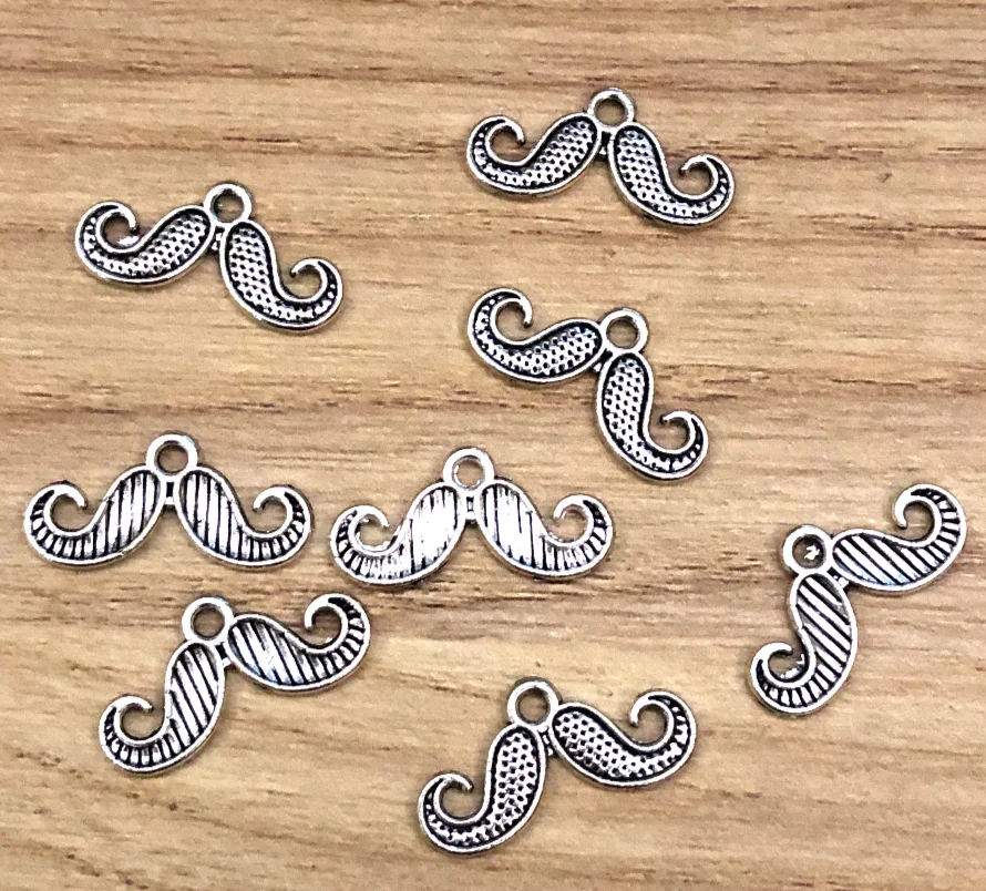 

50pcs 10*20mm Zinc Alloy metal tibetan silver moustache design charms HWL2522
