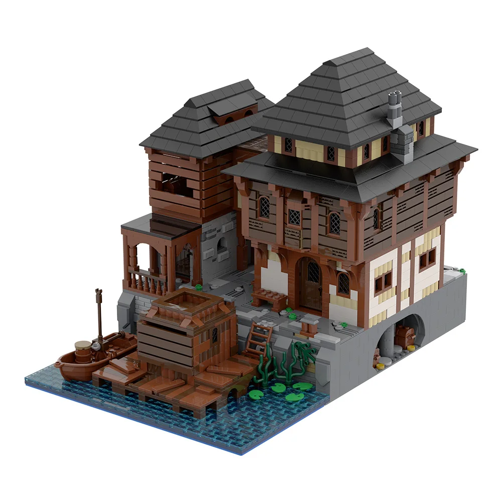 

MOC Medieval Port Tavern Model Building Blocks Pirate Tavern Seaside Marina Bar Architecture Brick Toy Adult Gift
