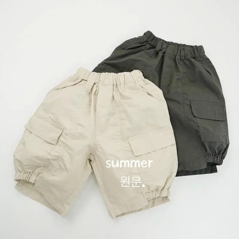 

2025 Summer New Children Shorts Cotton Girls Thin Casual Shorts Solid Versatile Boys Loose Pocket Cargo Pants Kids Clothes