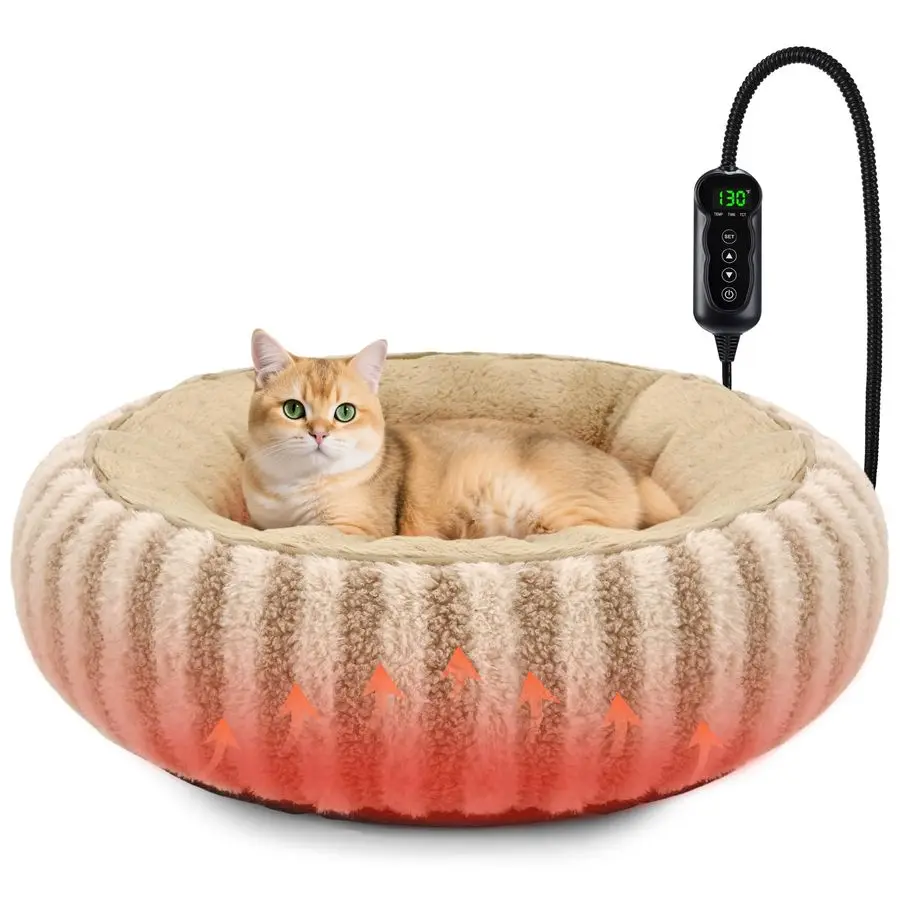

Heated Cat Bed Indoor 20 Heating Donut Pet Bed for Cats and Small Dogs, Ultra Soft amp Cozy Sleeping Cat Beds, Machine Washable,