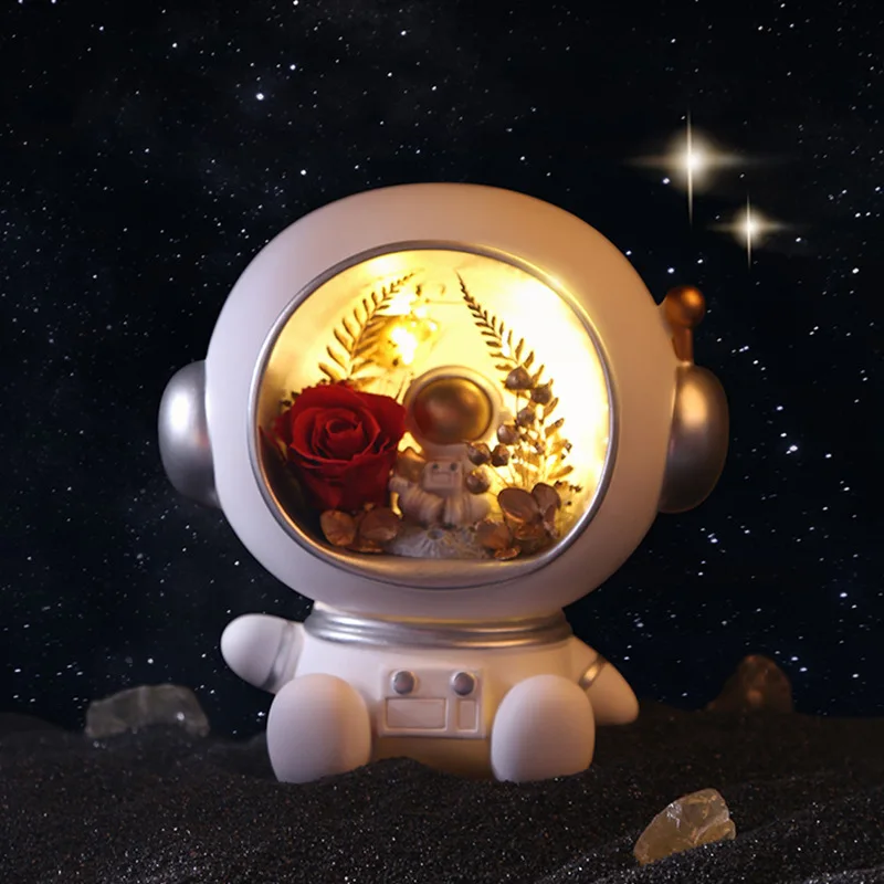 Eternal Life Lantern Display Preserved Rose Gift Boxed Christmas Halloween Graduation Valentine's Day Birthday Gift Astronaut