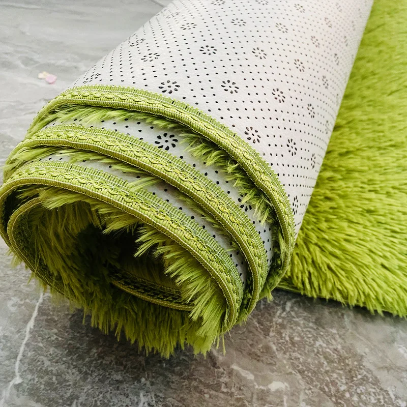 Shag Living Room Silk Wool Carpet Home Bedroom Bed Full Floor Mat Nordic Sofa Non-Slip Mat Simple Wind Plush Cushion