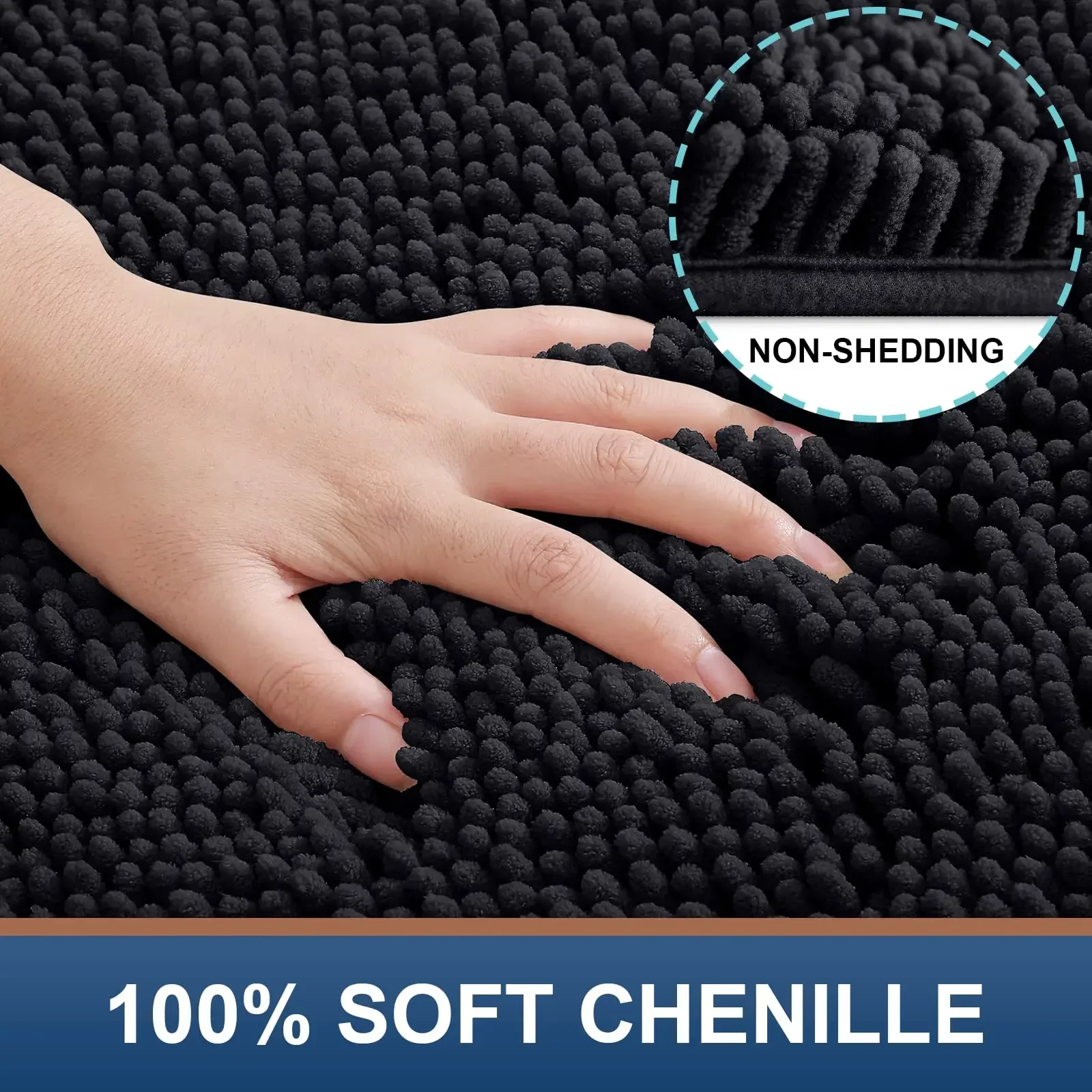 Luxury Chenille Bath Rug, Extra Soft and Absorbent Shaggy Bathroom Mat Rugs, Machine Washable, TRP Non-Slip Plush Carpet Runner