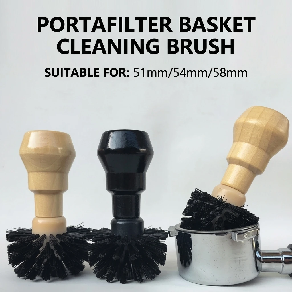YGTITAN Espresso Machine Cleaning Brush, Wood Handle Portafilter Brush for 51mm 54mm 58mm Coffee Grinder, Barista Tool