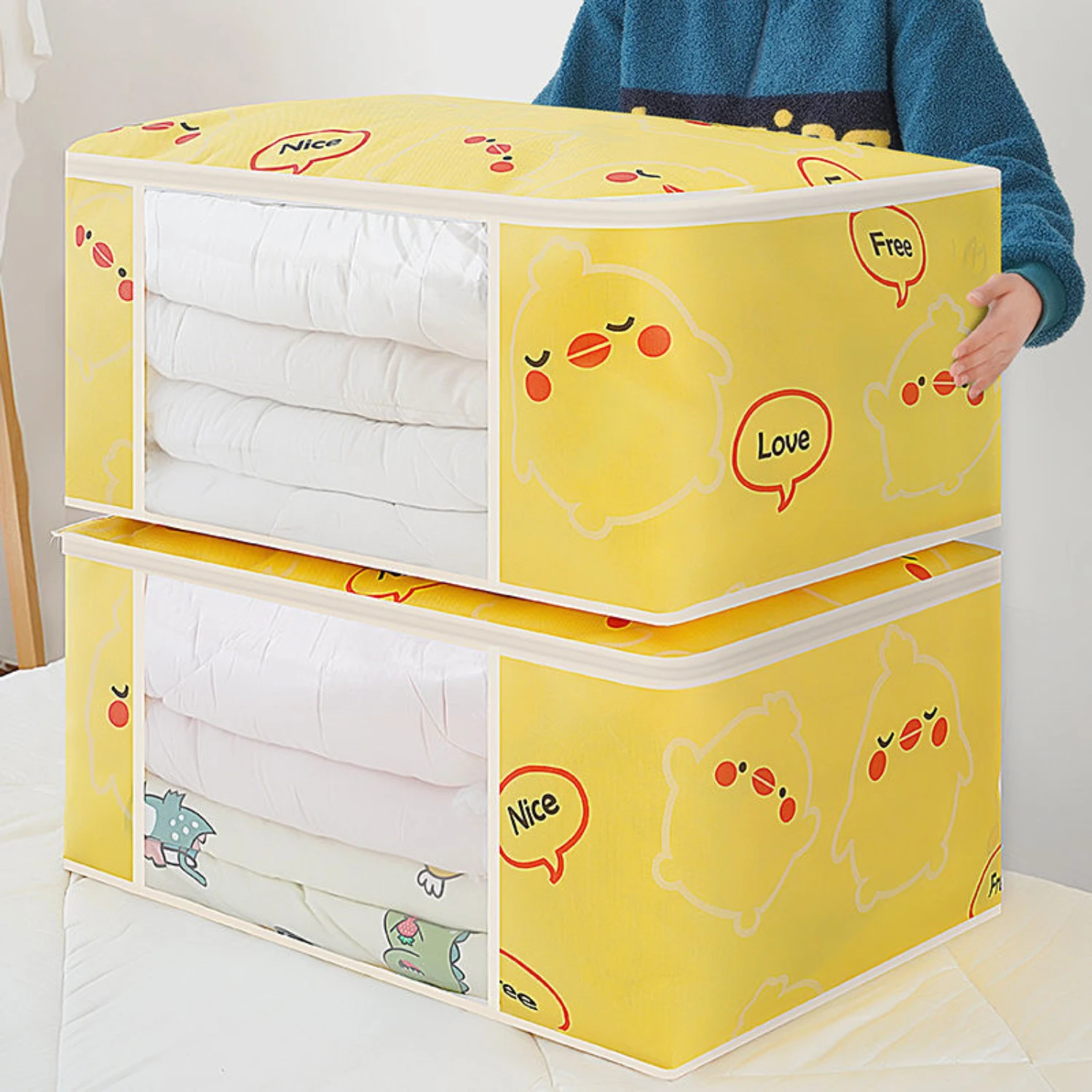 Durable Yellow Moisture-Proof Storage Bag - Ideal for Folding, Sorting, and Organizing Clothes, Duvets, and Blankets in Dustproo