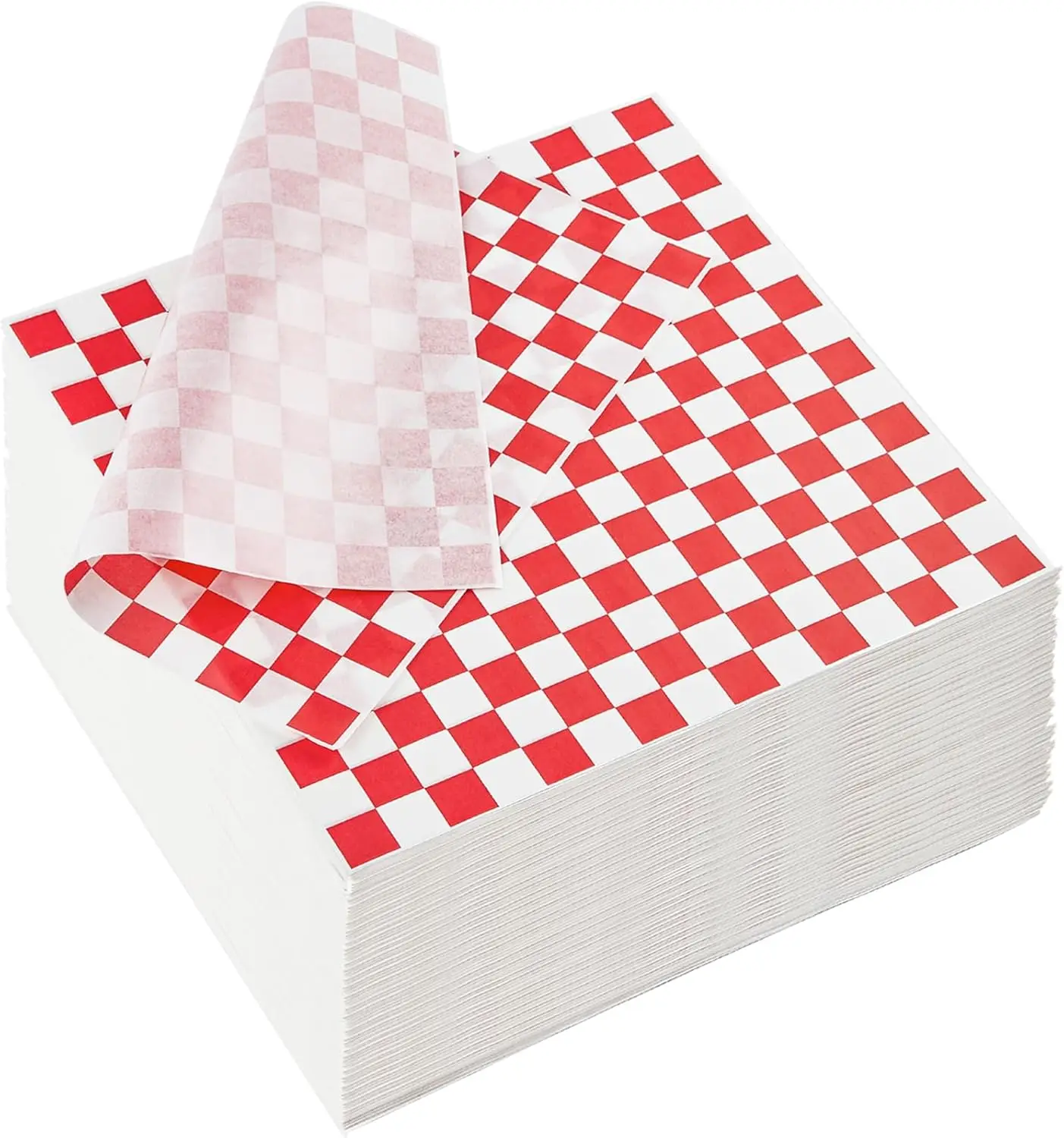 500 Sheets Red and White Checkered Deli Paper, 12x12 Inch Grease Resistant Food Wrapping Paper for Sandwiches, Hamburgers, Hot