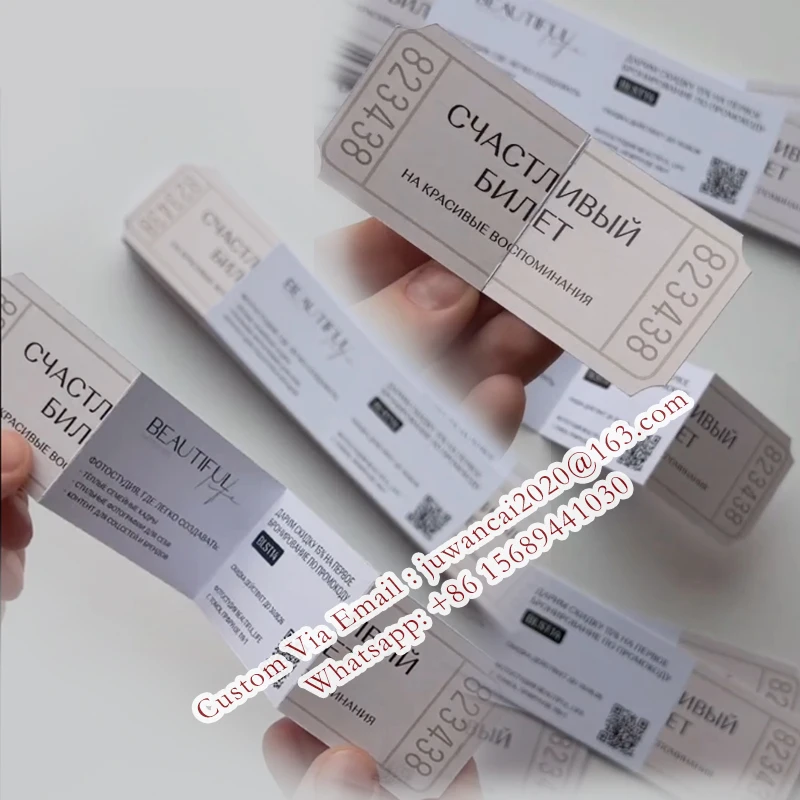 Custom Folding Promotional Coupons Design Gift Vouchers and Print Folded Die Cut Shaped Business Card Flyer With Logo qr Code