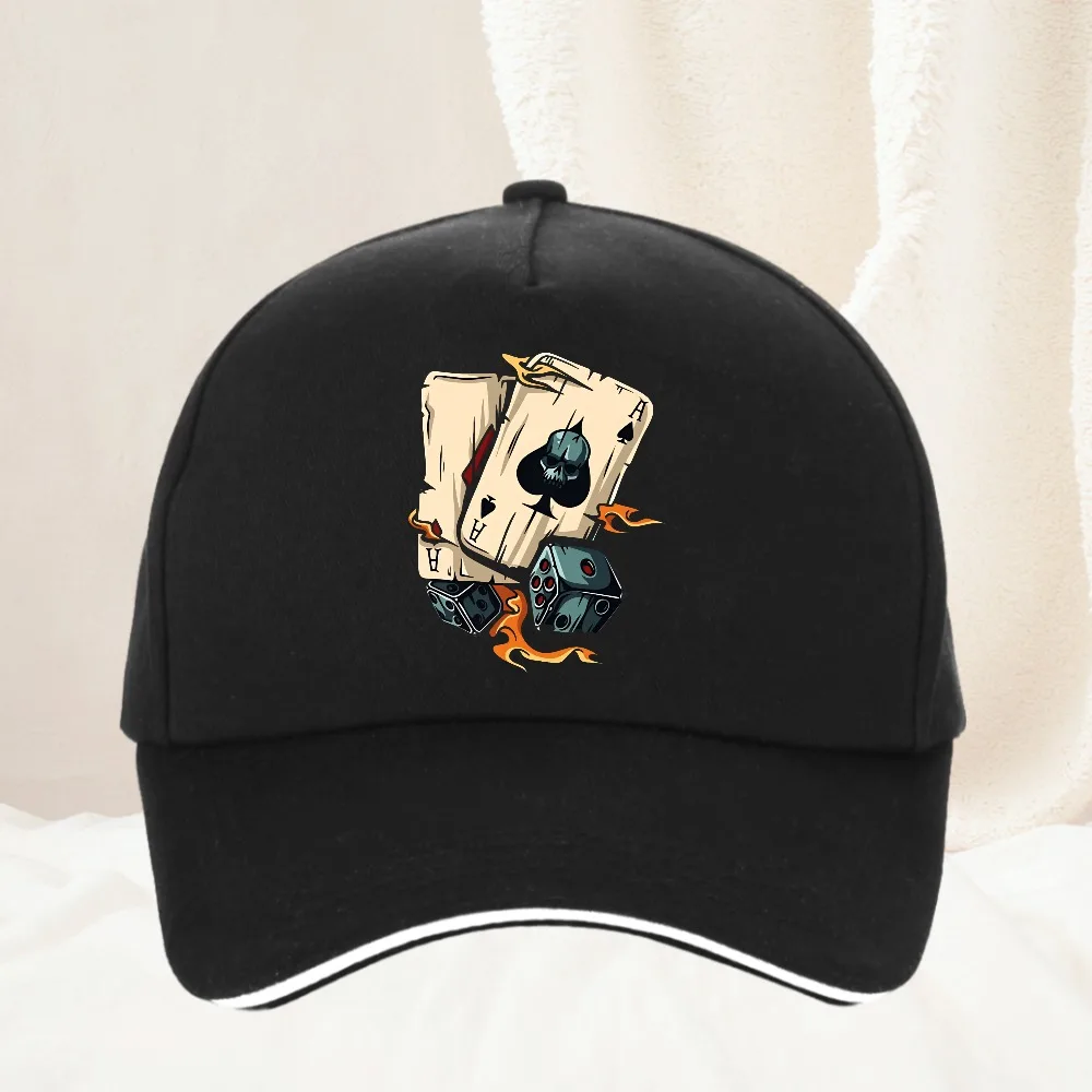 

fashionable casual loose creative poker and dice printed sports Baseball Cap Adult Outdoor Caps Hats Unisex Adjustable Cap