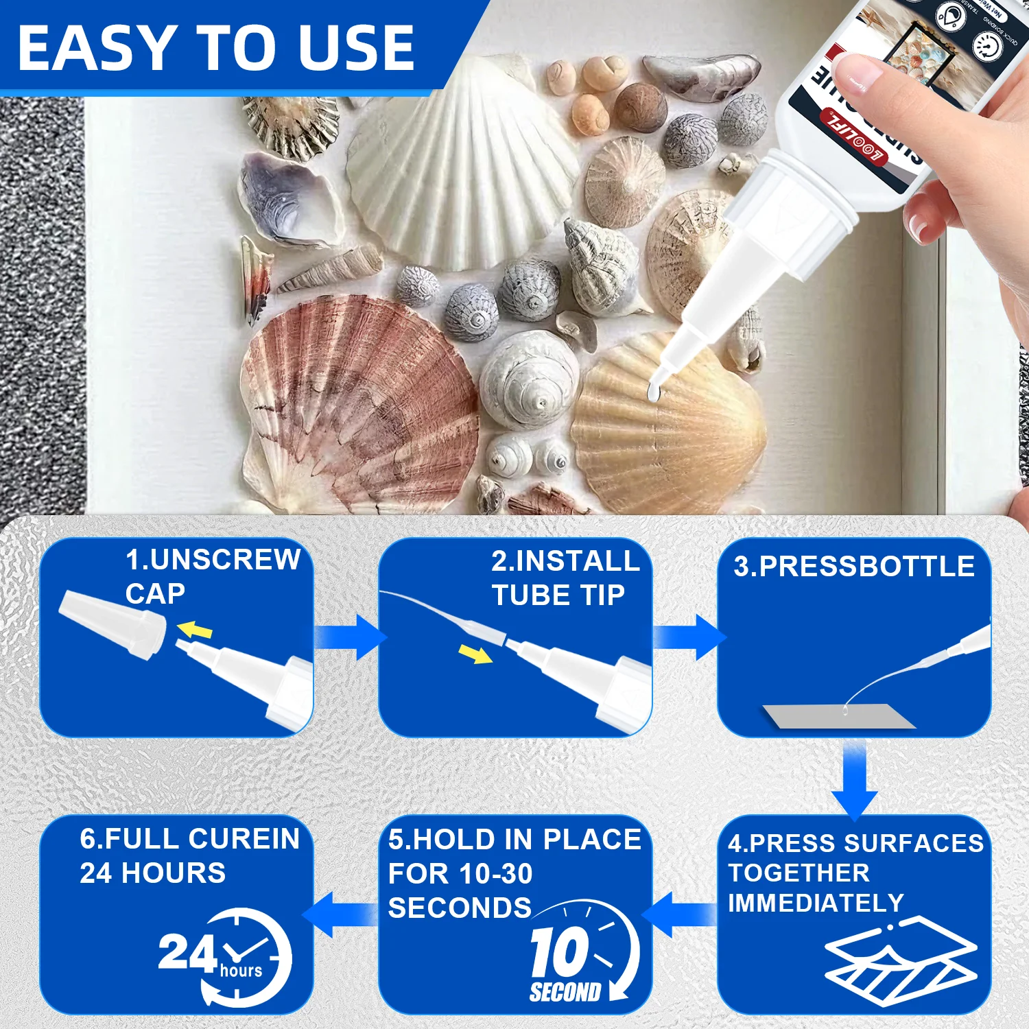 Adhesivo fuerte, DIY manual, adhesivo seco instantáneo de tres segundos, adecuado para madera, metal, plástico adhesivo multifuncional, transparente a baja temperatura anti-envejecimiento, duradero sólido no cae,