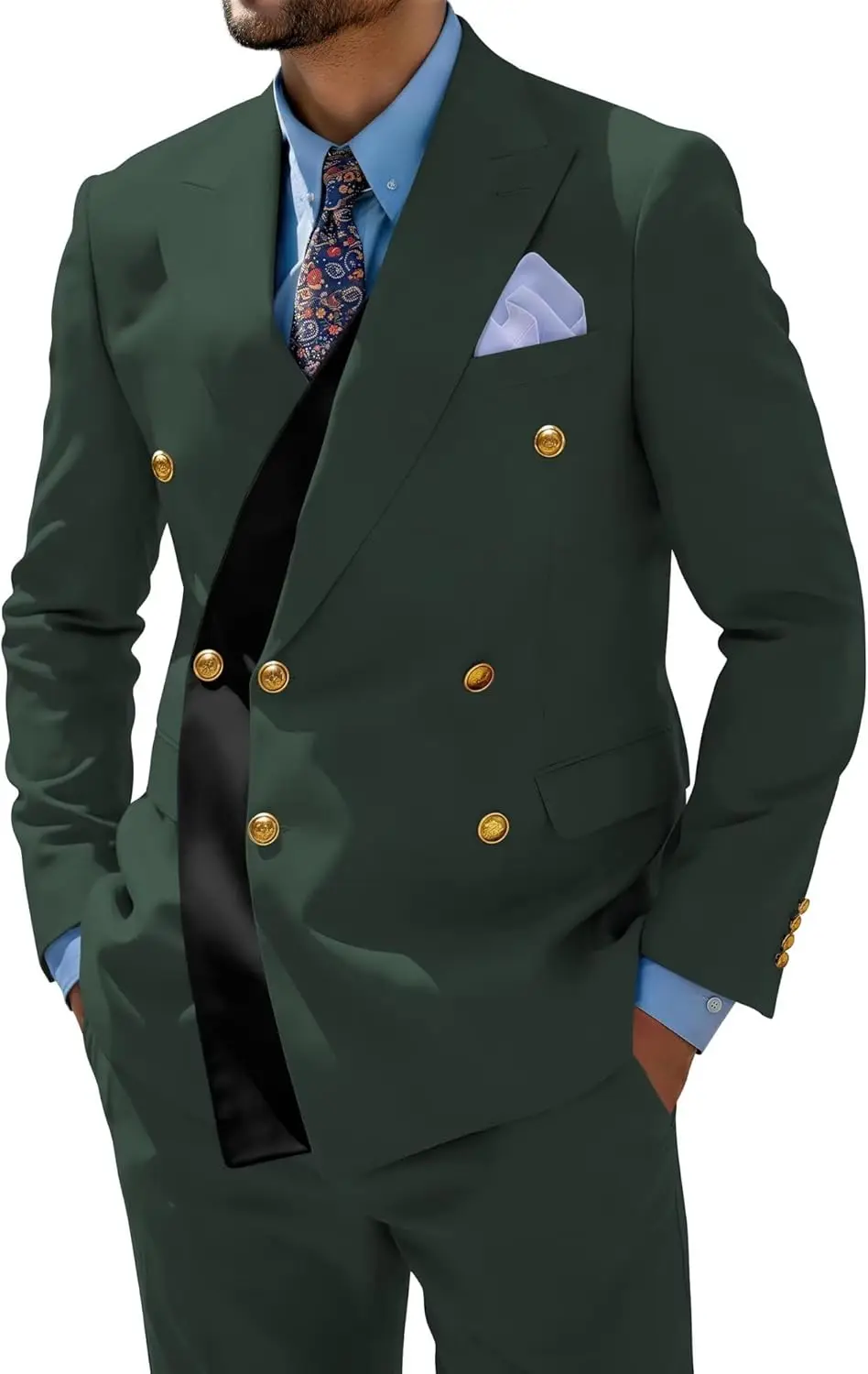 Men's 2 Piece Slim Fit Suit Double Breasted Tuxedo for Men Formal Business Wedding Prom