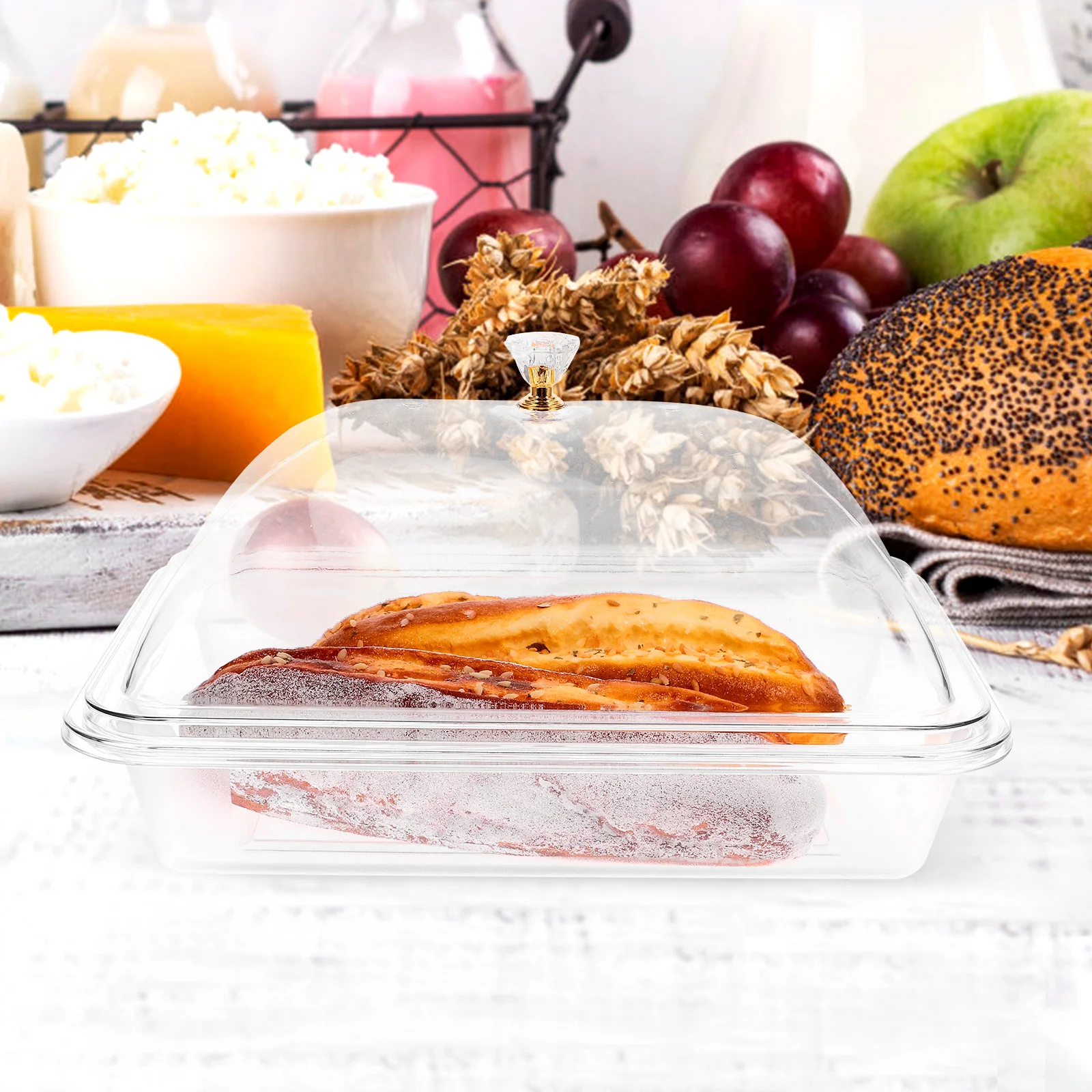 

Acrylic Tray Transparent Food Server with High Lid 27C Multi Function Dessert Plate for Home Restaurant Hotel Buffet Trays Easy