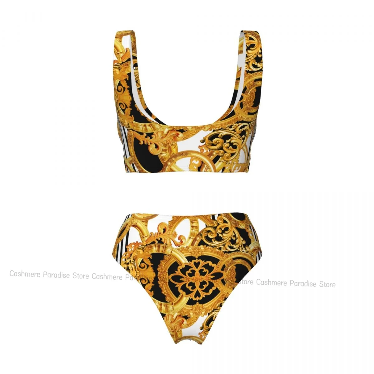 The Push-Up Bikini Women Sexy Separate Swimsuit Golden Baroque Two-piece Beachwear