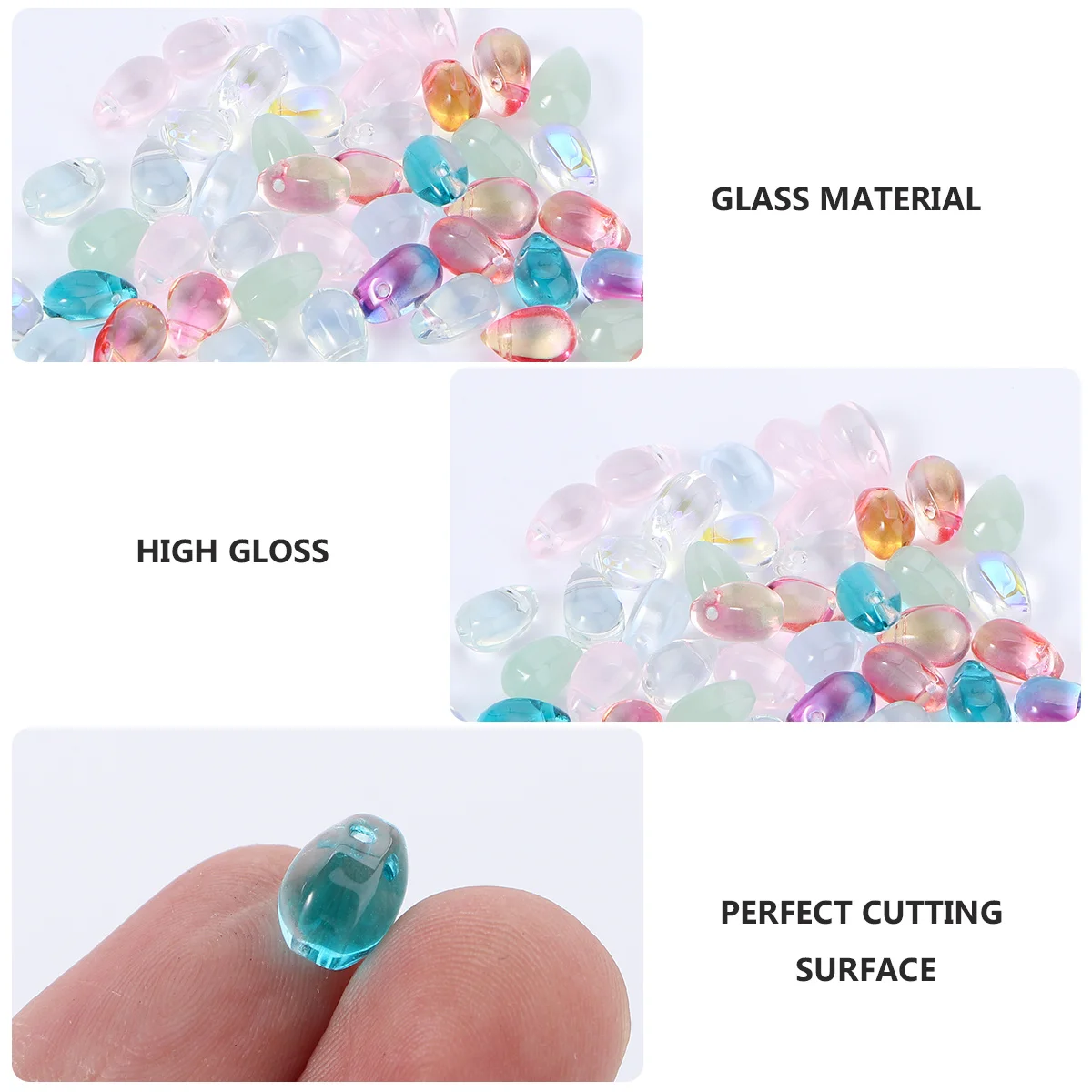 50 Stück Glas-Wassertropfen-Perlen, DIY-Schmuckmaterial, mehrfarbiger Kristall-Anhänger, handgefertigtes Zubehör für Geschenkdekoration