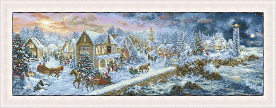 Needlework Kit  Cross stich unPainting Set Cross Stitch Kits Cross-stitch Embroidery 78-LetiStitch L8007 Seaside Christmas town 