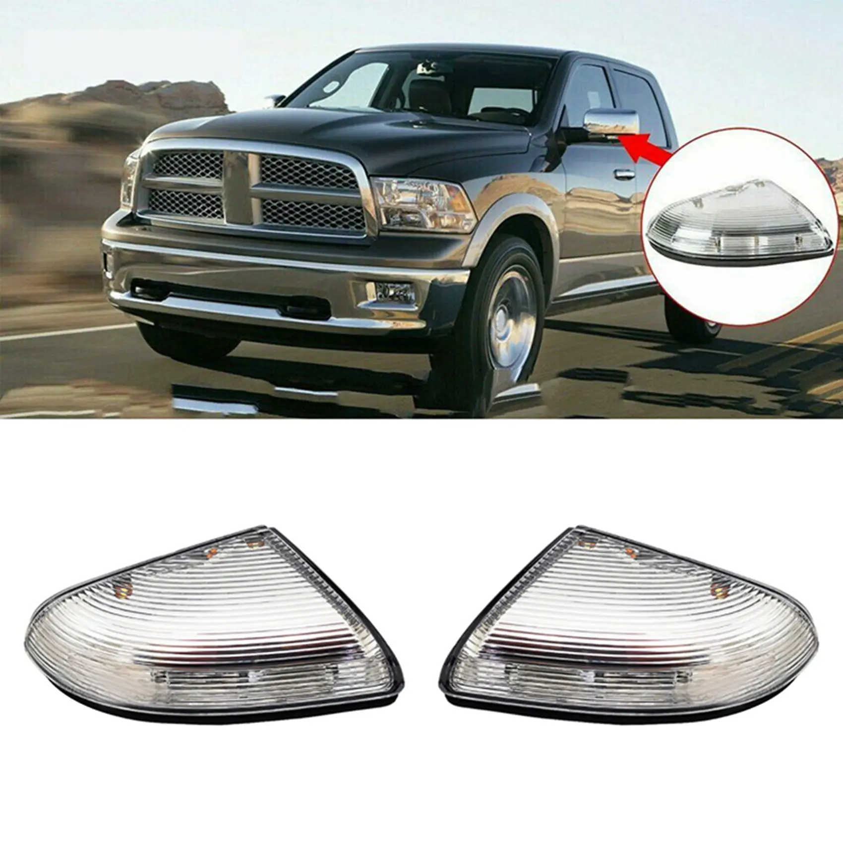 Mirror Turn Signal Lights Lamp and Housing for Dodge Ram 1500 2500 2009-2018 68064948AA 68064949AA