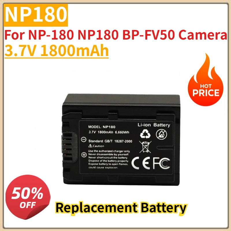 

High Quality New 3.7V 1800mAh Camera battery NP-180 NP180 BP-FV50 Camera Lithium Battery