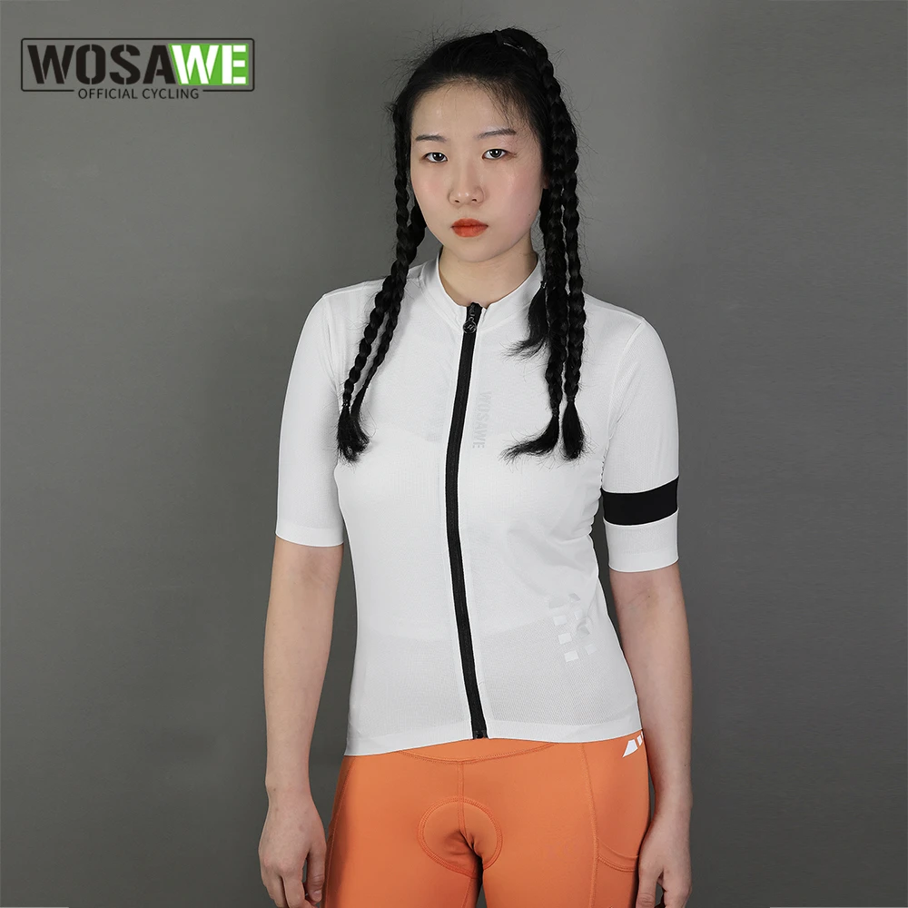 

WOSAWE Women's Cycling Jersey Short Sleeve Breathable Bicycle Biking Bike Shirts with Pockets Reflective Quick Dry Jersey