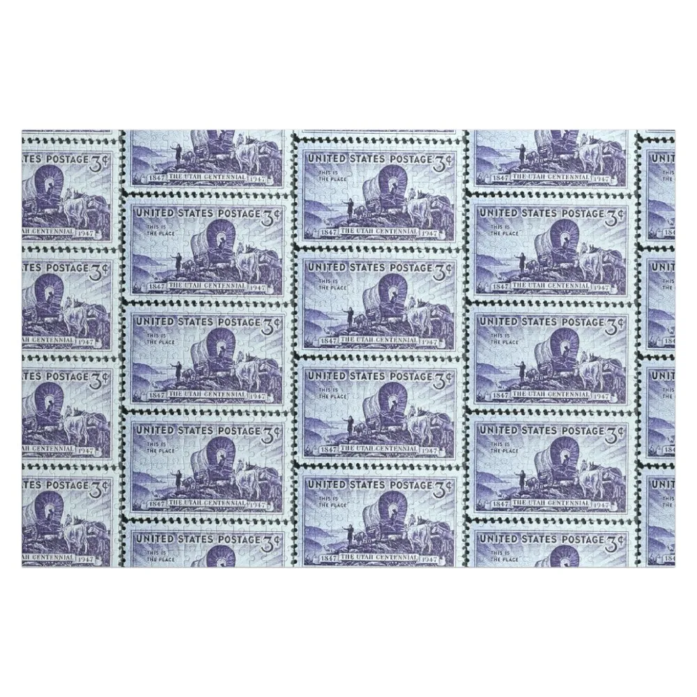 

Utah State Vintage Postage Stamp Jigsaw Puzzle Custom Name Wood Personalize Wooden Boxes Toys For Children Puzzle