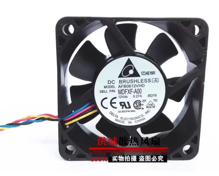 Delta Electronics MDFXF-A00 AFB0612VHD DC 12V 0.27A 60x60x20mm 4-Wire Server Cooling Fan