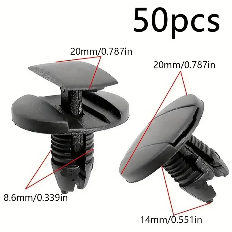 

50Pcs Bumper Rivet Fender Fixed Clamp Black Plastic Retainer Trim Panel Retainer Fastener Auto Fastener Clip For Peugeot Citroen
