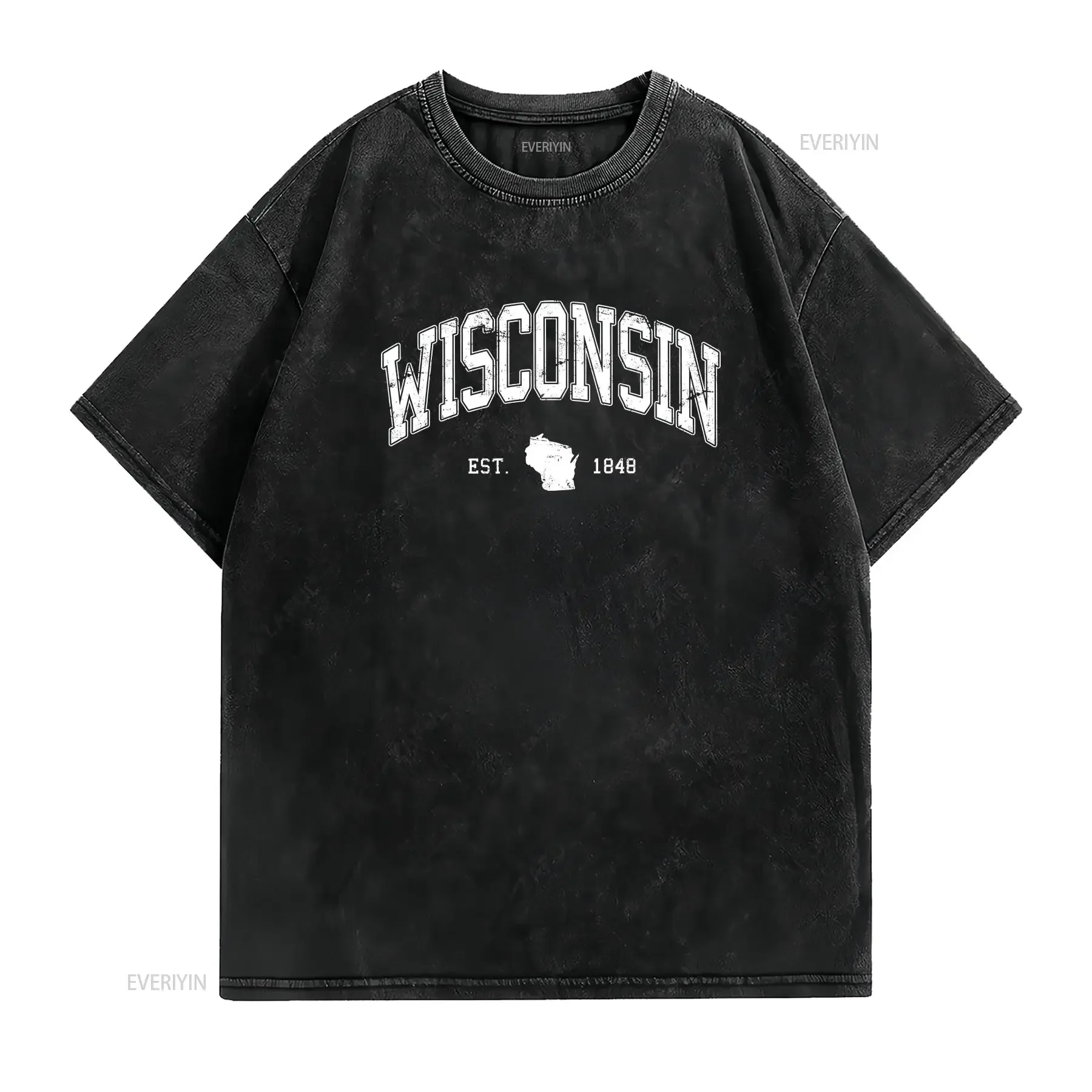 Vintage Style Wisconsin T Shirt Family Travel  vintage Washed Comfortable Soft Casual Stretched Top For Everyday Wear Versatile