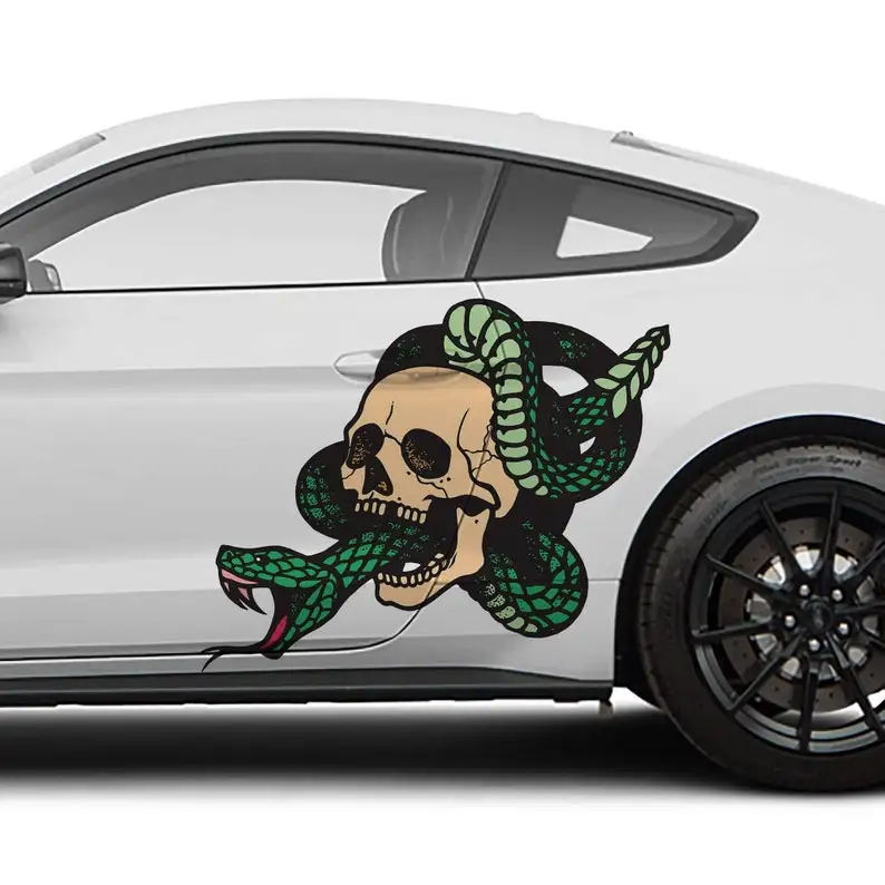 Skull And Snake Car Decal Livery 2 Piece Set Limited Edition Exclusively Designed In-house And Printed On Premium Vinyl Decorate