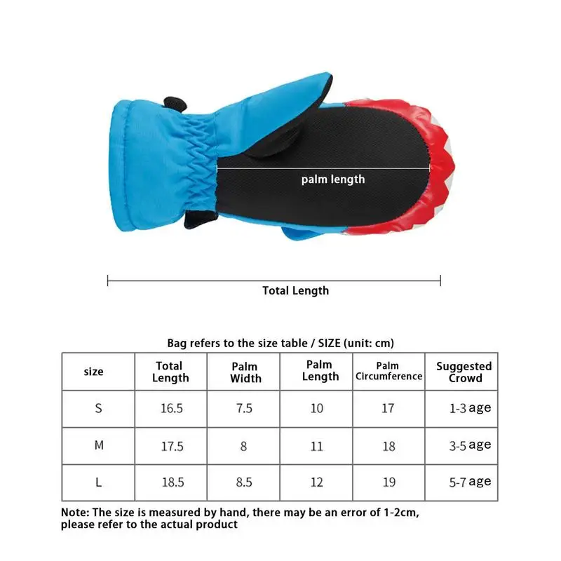 상어 패턴 방수 스키 장갑, 눈 방풍 스노우보드 장갑, 어린이 야외 스포츠 라이딩 장갑