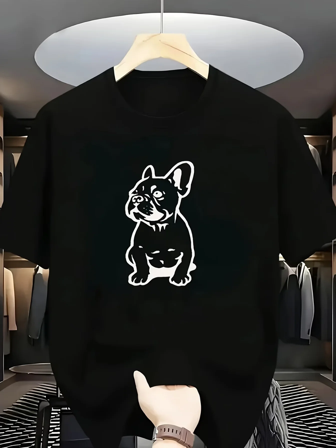 Men's French Bulldog Graphic T-Shirt - Breathable Polyester Fabric, Soft Casual Summer Top, Perfect for Dog Lovers - Machine Washable, Relaxed Fit, Fun Design, Comfortable Material