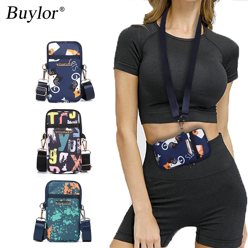 

Buylor Nylon Mobile Phone Crossbody Bag for Women Waterproof Sport Wrist Bag Prints Fashion Women's Shoulder Bag Luxury Handbags