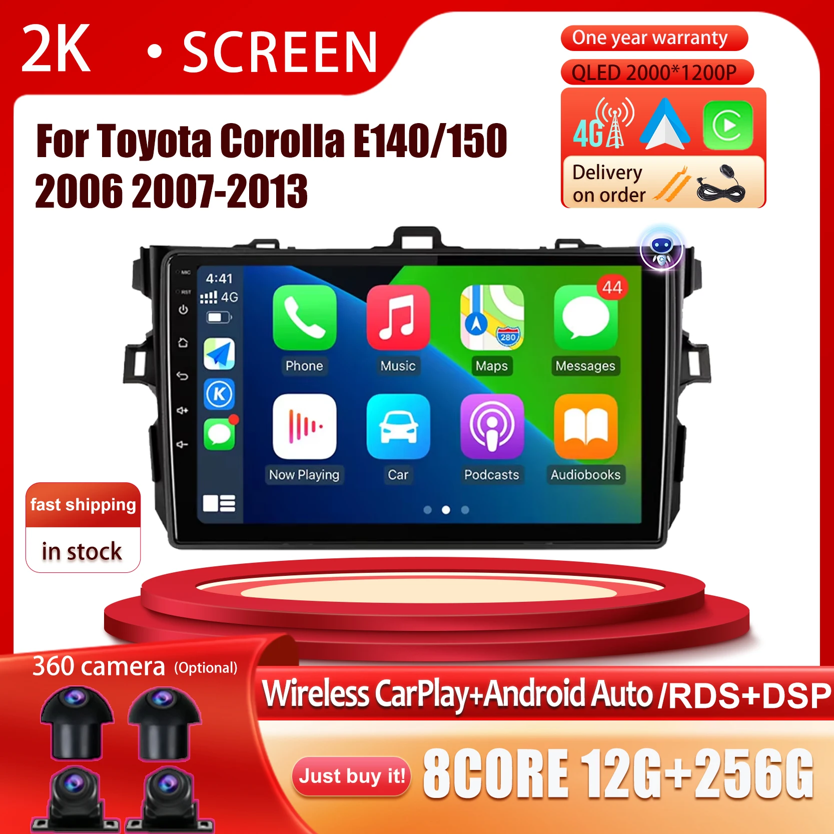 

Android 14 For Toyota Corolla E140/150 2006 2007-2013 Car Auto Stereo Radio GPS Carplay Bluetooth Multimedia Player NO 2din DVD