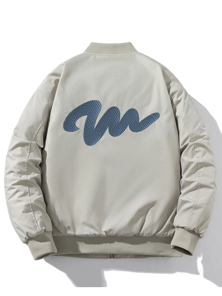 

Thiened Cotton Jaet with Embroidery for Men Autumn Winter Retro Japanese Sle Baseball Collar Pilot Jaet ex Outerwear