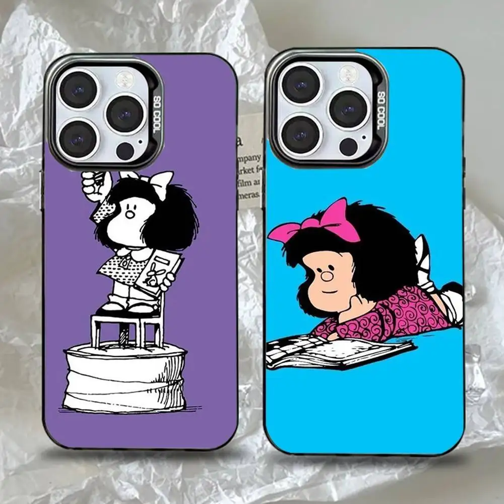 

Mafalda Cartoon Phone Case For iPhone 16,15,14,13,12,11,Pro,Max,Plus,Mini,XS,SE Anti Fall Black Matte Hard Bumper