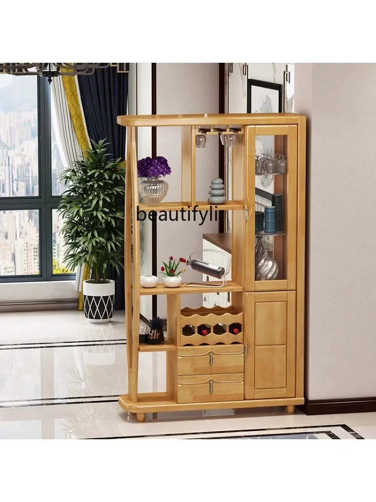 

Solid Wood Hall Cabinet Entrance Hall Cabinet Wine Cabinet Double-Sided Screen Curio Locker Chinese Living Room Hallway