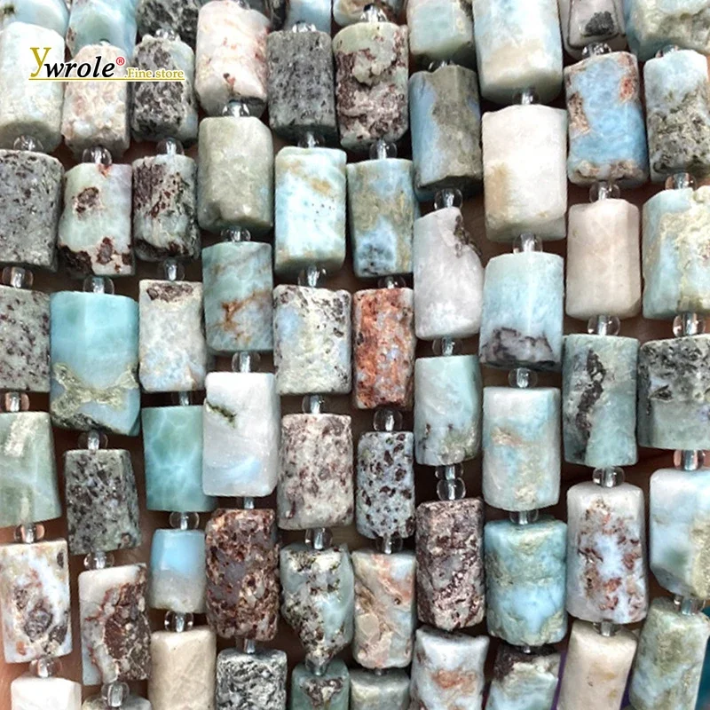 

Natural Gem Stone Raw Larimar Cylinder 6x9mm Loose Spacer Beads for Jewelry Making DIY Necklace Bracelet Charms Accessories