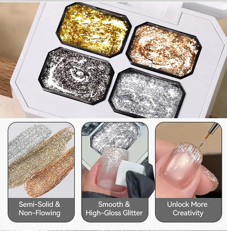 UR SUGAR Glimmer Pat Malgel Nagellack Gold Silber French Nails DIY Linien Blumen Malerei Patting Maniküre Nagelstempel – Detail 7