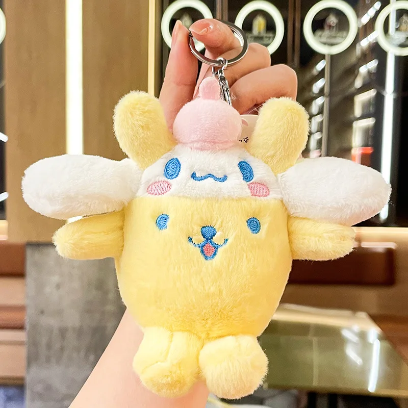 Plush Keychain 12.5cm/4.92in Melody Cinnamoroll Kawaii Cartoon Pendant Cute Keyring Collectible Valentines Gift Decorative Dolls