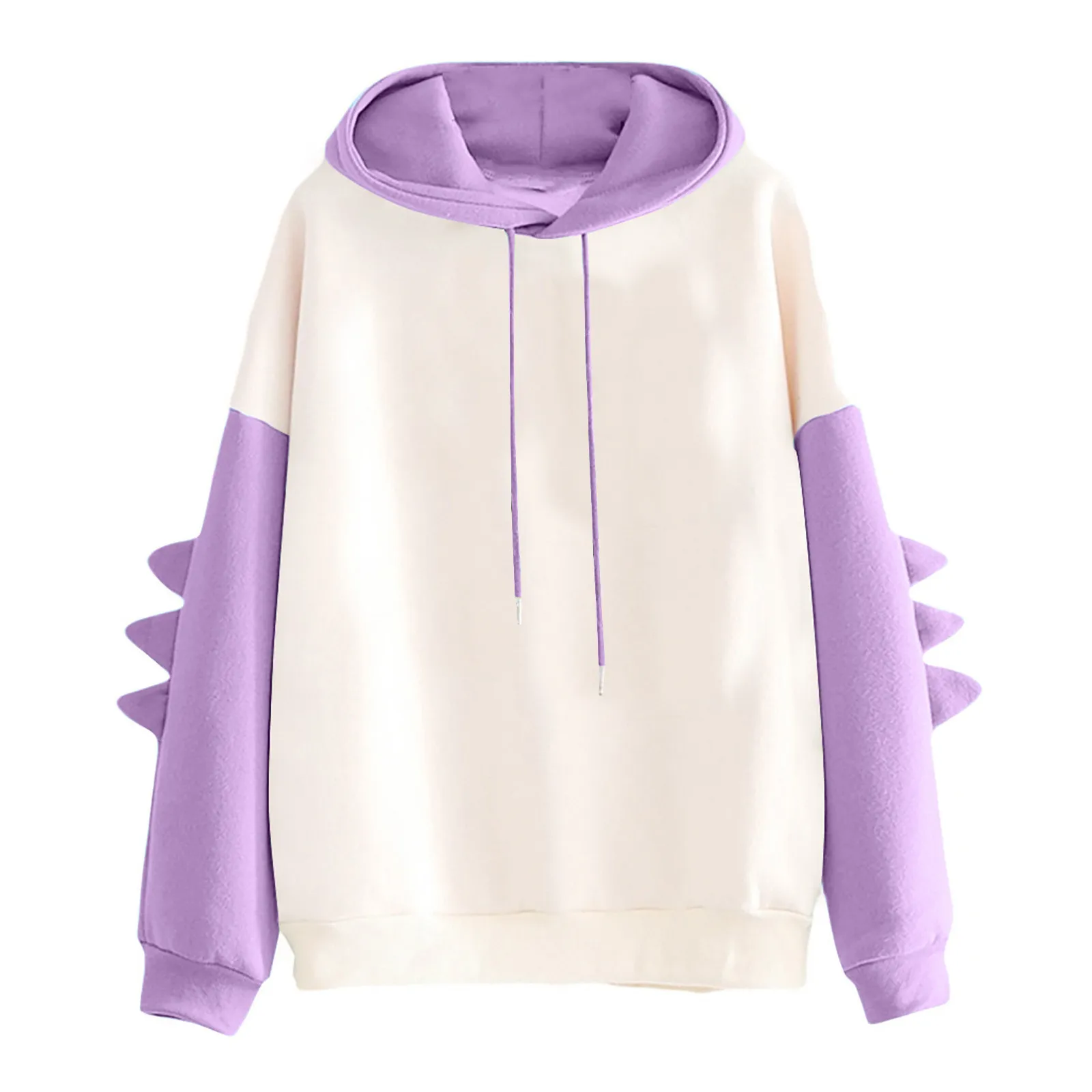 Lange mouwen patchwork dinosaurus hooded sweatshirt dames schattig kleurblok casual hoodies losse pasvorm mode trui met lange mouwen