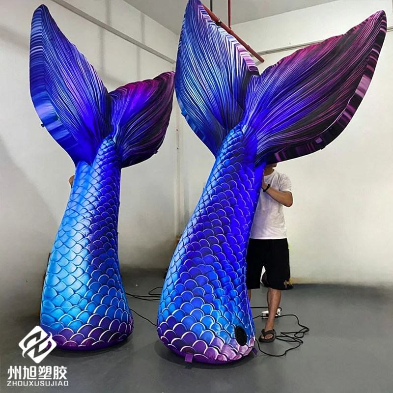Inflatable mermaid tail, cute cartoon inflatable teacup, Alice in Wonderland garden theme party stage decoration advertisement
