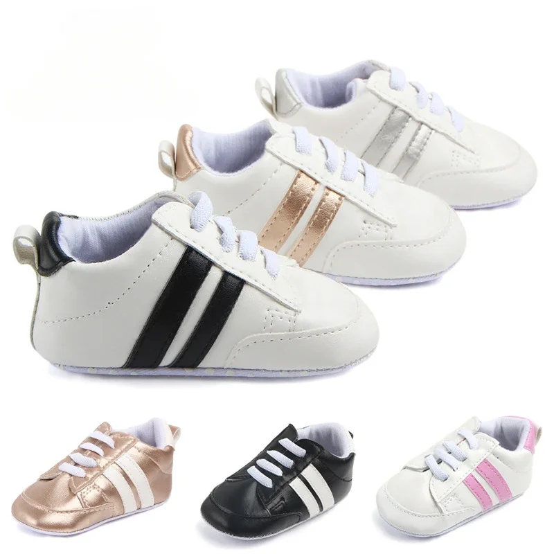 

Fashion Baby Shoes Casual Two Striped Shoes For Boys And Girls Soft Bottom Baptism Shoes Sneakers Comfort First Walkers Shoes