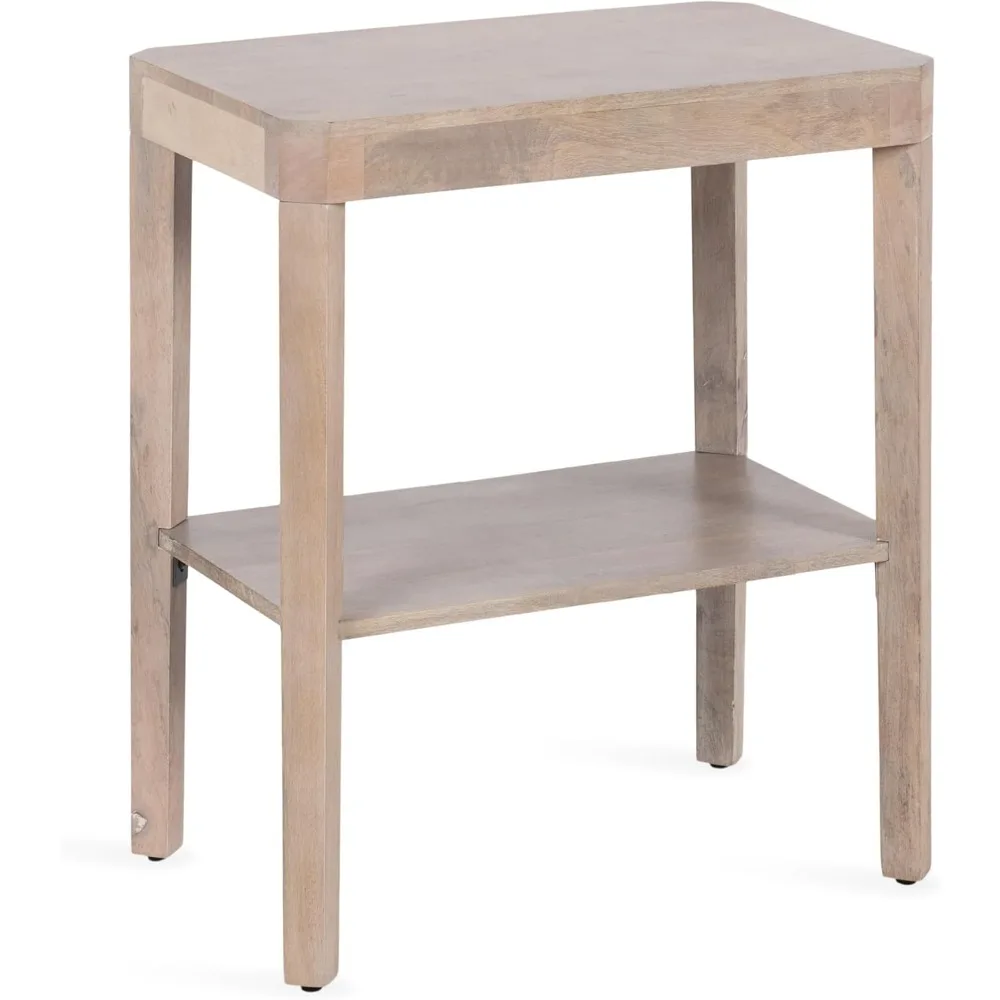 Talcott Modern Rectangle Wood Side Table, 22 x 14 x 26, Dark Brown, Transitional Decorative Two-Tier End Table for Use as a Bed