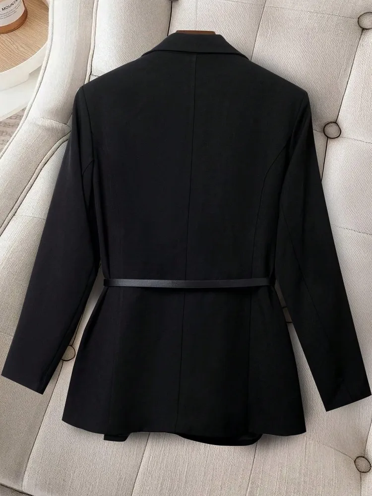 Women Fall Office Slim Blazer Plus Size Single Button Pockets Blazer Beige Burgundy Winter Fashion Commuter Simple Casual Blazer