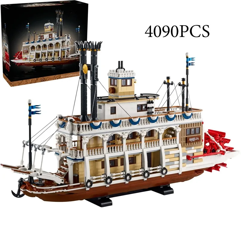 

4090PCS Creative River Steamboat Building Blocks Steam Ship Model Transport Assemble Bricks Toys Gift For Kid Adult Boy