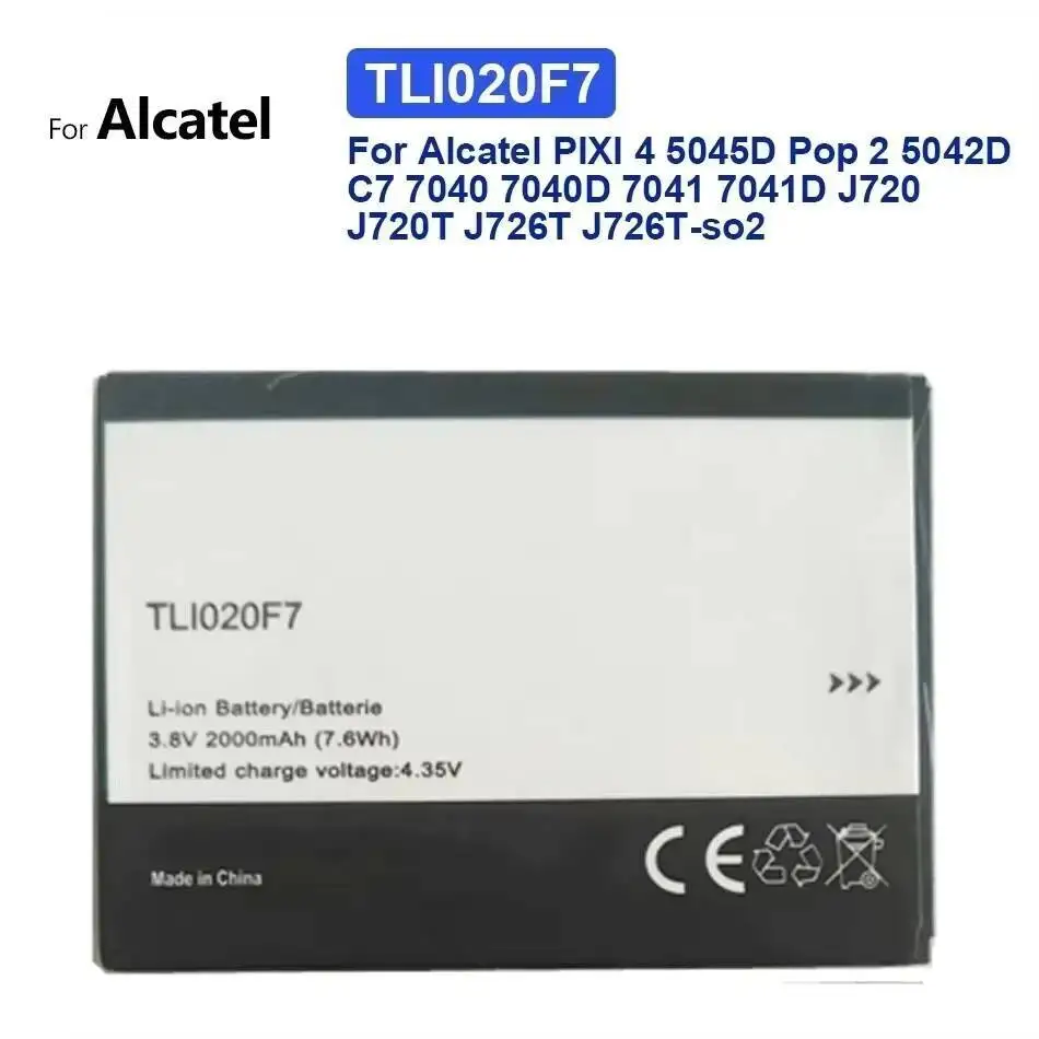 Аккумулятор мобильного телефона TLI020F7 2000 мАч для Alcatel Pixi 4 5045D Pop 2 5042D C7 7040 7040D 7041 7041D J720 J720T J726T J726T-So2