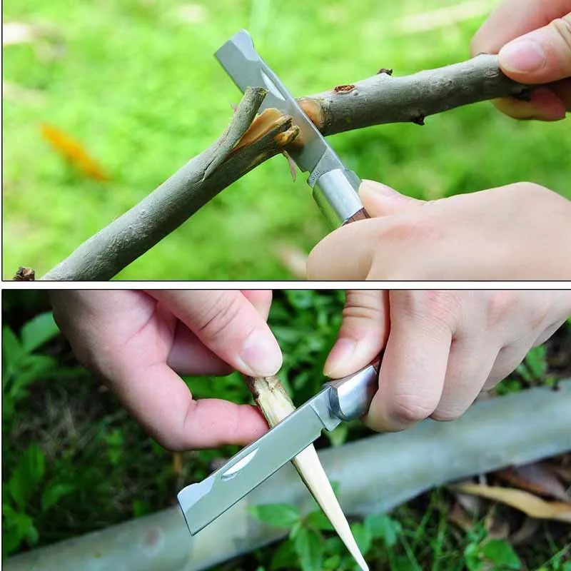 Enten Gereedschap Opvouwbare Enten Snoeimes Professionele Tuin Enten Cutter Rvs Houten Handvat Enten Mes
