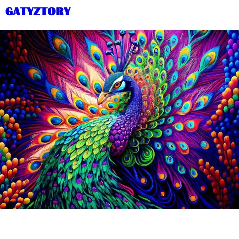 

GATYZTORY Pictures By Number Peacock Animal Kits Painting By Numbers Drawing On Canvas HandPainted Art DIY Gift Home Decor